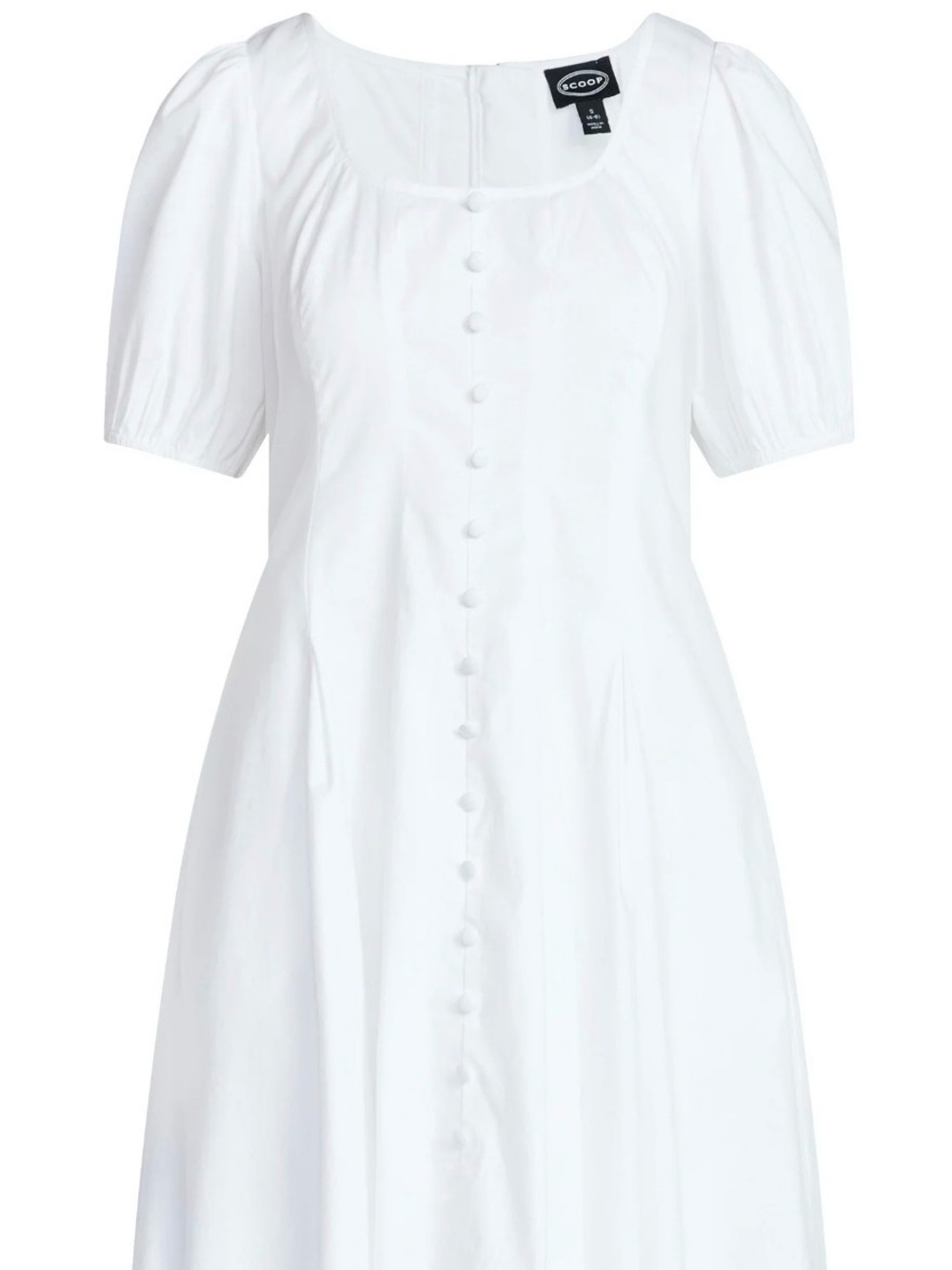Scoop White Cotton Puff Sleeve Fit & Flare Mini Dress Cottagecore Size L NWT